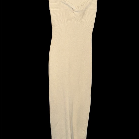 Summer Strapless Knitted Twisted Front Tube Dress Bodycon Beach Party Maxi Dress - Picture 3 of 5